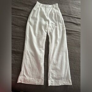 Abercrombie & Fitch Linen Blend Pants in White